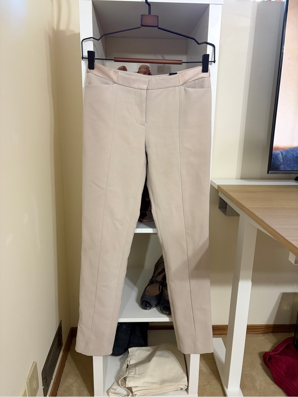 Club Monaco Slim Straight Ponte Pants in Light Beige